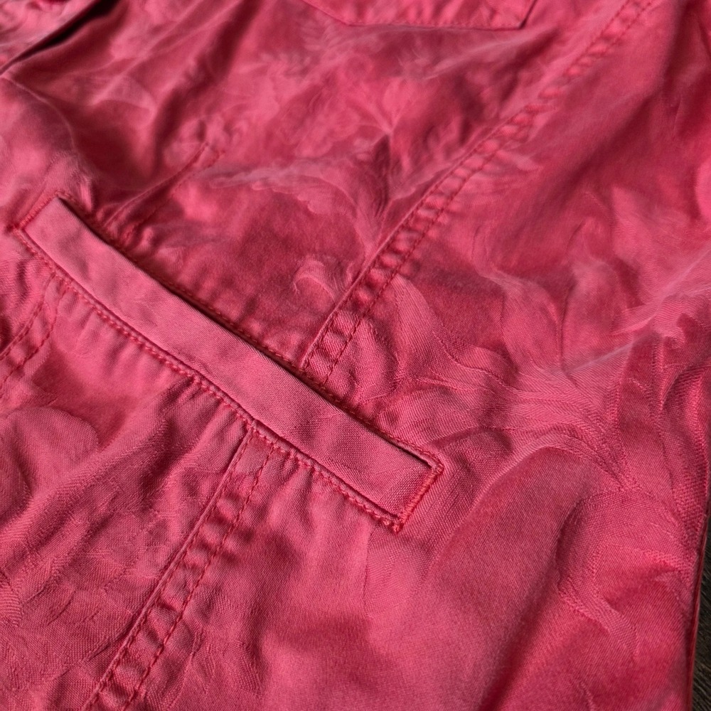 J. Jill Coral Pink Jacquard Leaf Cotton Trucker Jacket Womens Large L Button Up - Picture 10 of 10